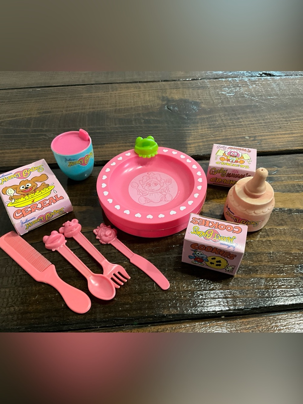 Vintage Lot of Muppet Babies play food Utensils 1985 Pink